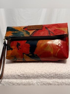 Patricia Nash Valerie Watercolor Butterfly Leather Foldover Wristlet Clutch NWOT